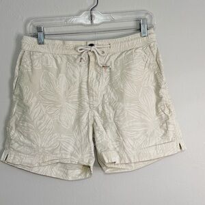CHUBBIES Women’s Beige Hibiscus Print Pull On Shorts Elastic Waist Pockets Sz S